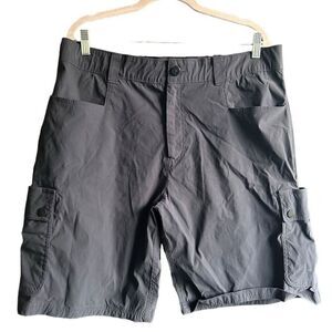 Orvis Dark Blue Nylon Flat Front Stretch Voyager Cargo Hiking Shorts Size 36Re-d